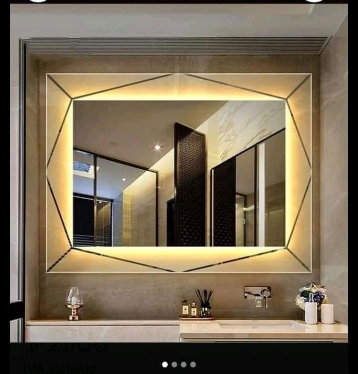 Inset Double Frame — rectangular LED mirror with frosted lighting, made to order by Lume