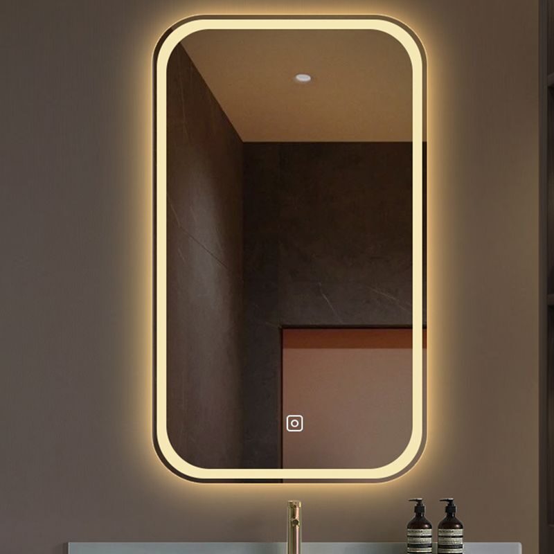 Full-Length Deco — rectangular LED mirror with frosted lighting, made to order by Lume