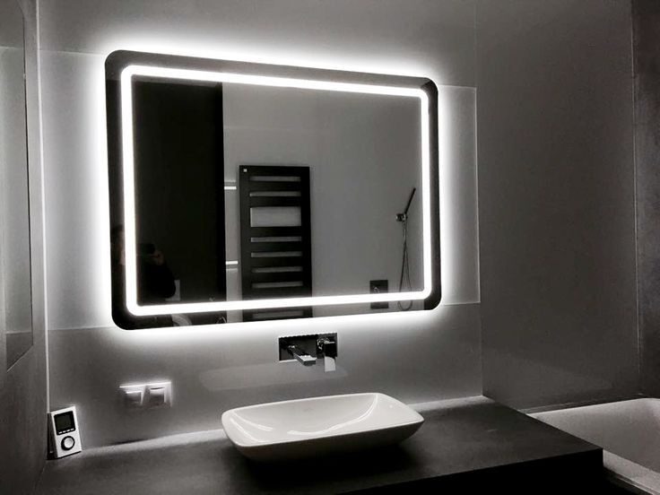 Pixel Column — rectangular LED mirror with frosted lighting, made to order by Lume