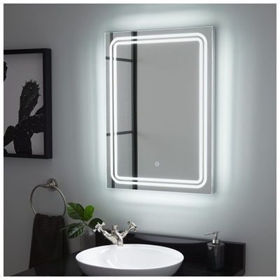 Backlit Wide — rectangular LED mirror with frosted lighting, made to order by Lume