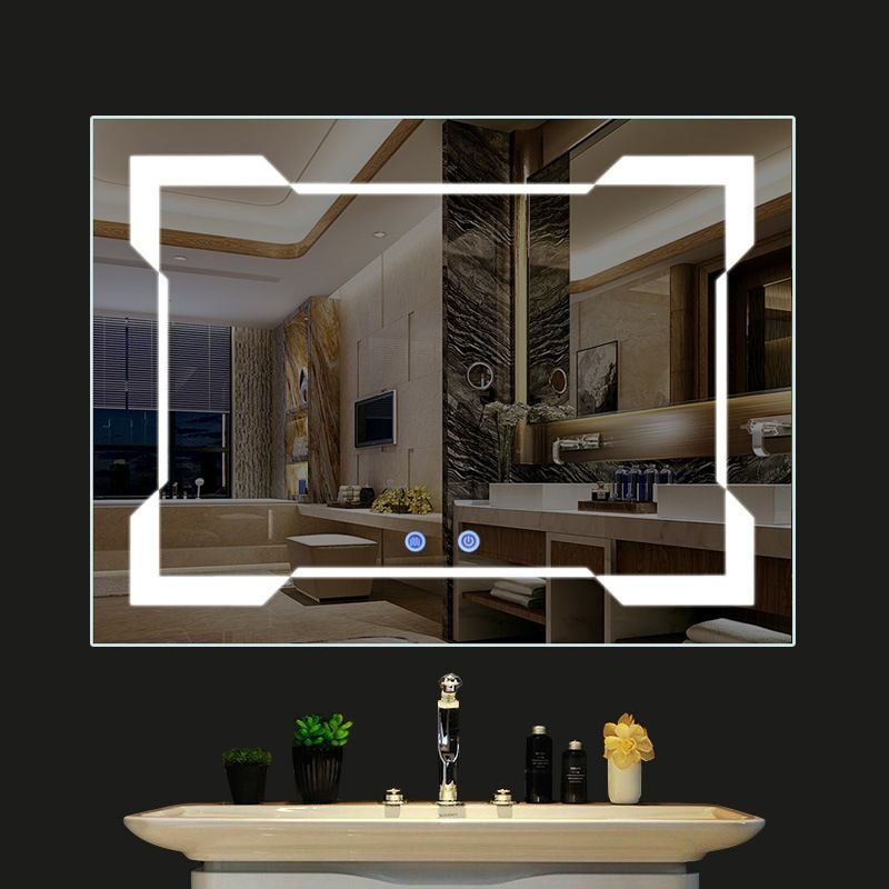 Perimeter Glow — rectangular LED mirror with frosted lighting, made to order by Lume
