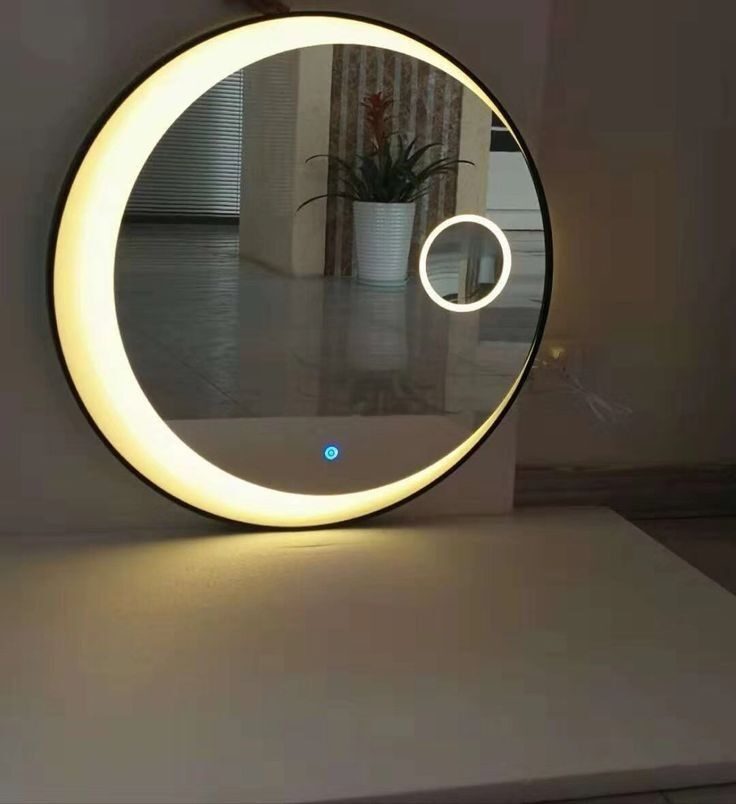 Halo Ring — round LED mirror with illuminated frosted ring, made to order by Lume
