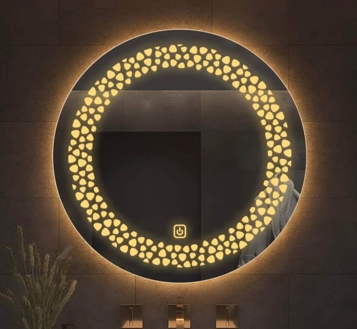 Aura Ring — round LED mirror with illuminated frosted ring, made to order by Lume
